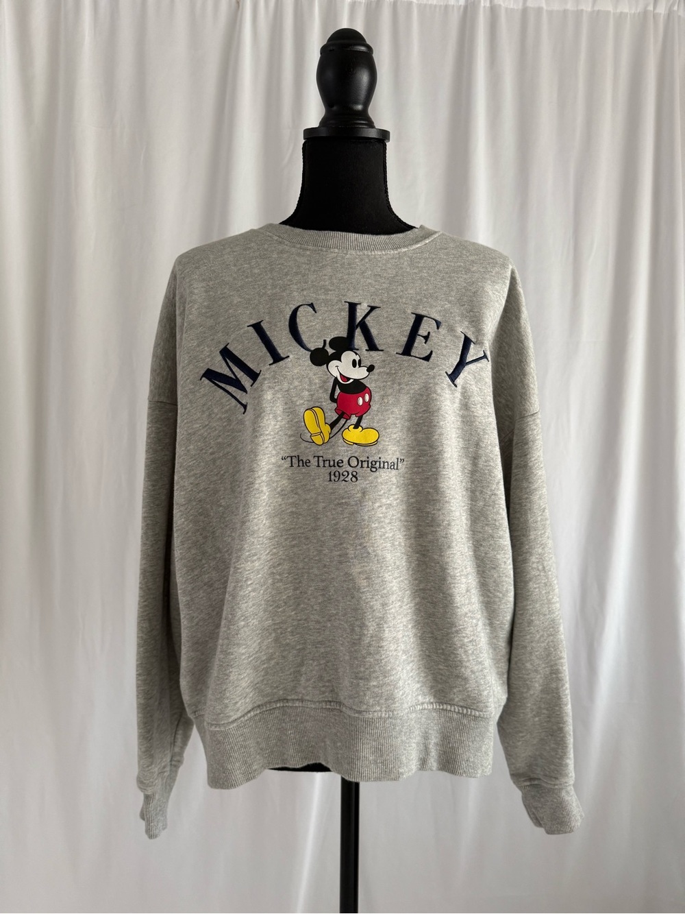 H&M X Disney Mickey Mouse The True Original 1928 Gray Oversized Sweatshirt M